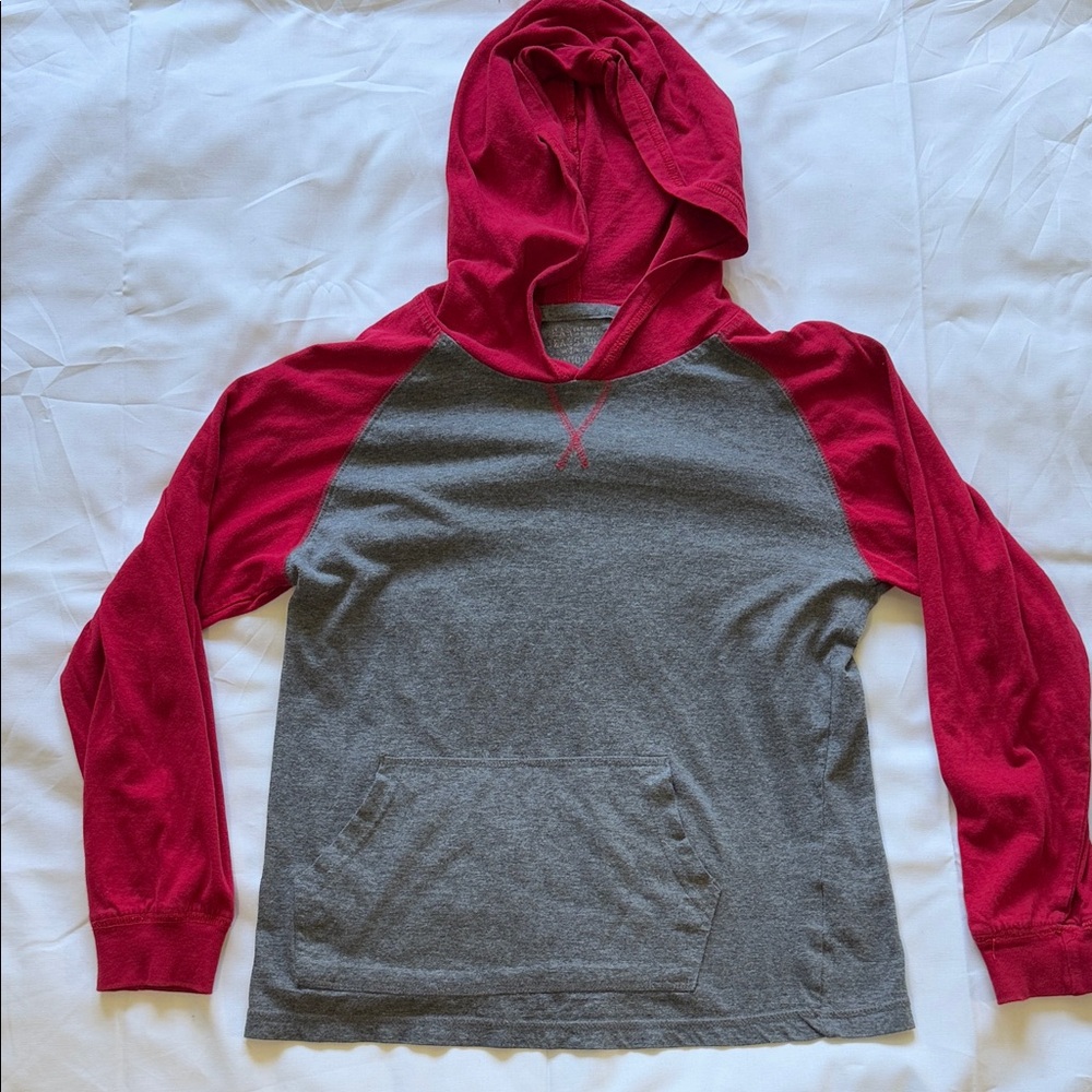 Kids Gray and Red Hooded Sweatshirt